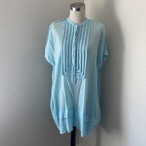 Diane von Furstenberg Tunic Mini Dress Pleated Buttons Closure Loose Fit Short S